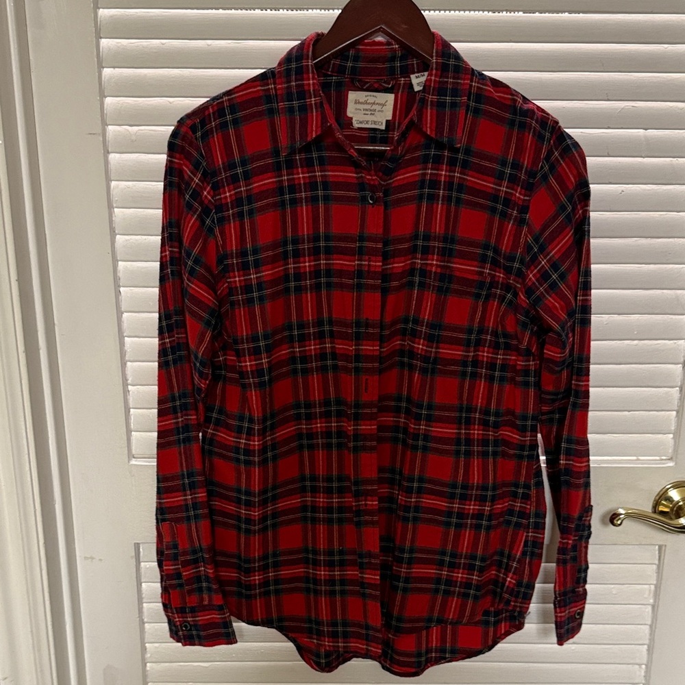 Weatherproof Red Plaid Women's Button Down Shirt